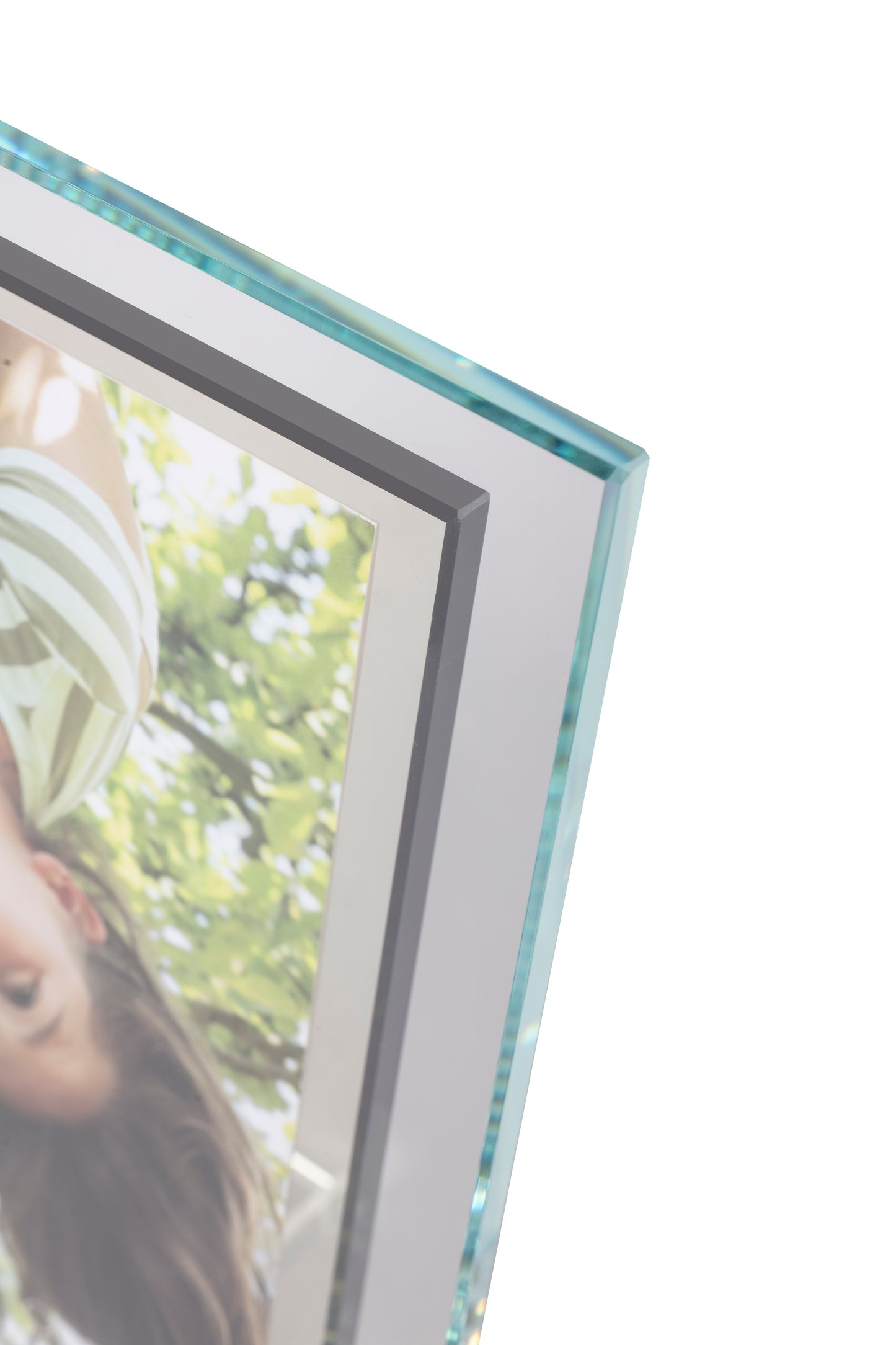 Frame – Portafoto in cristallo extrachiaro e cristallo specchiato grigio