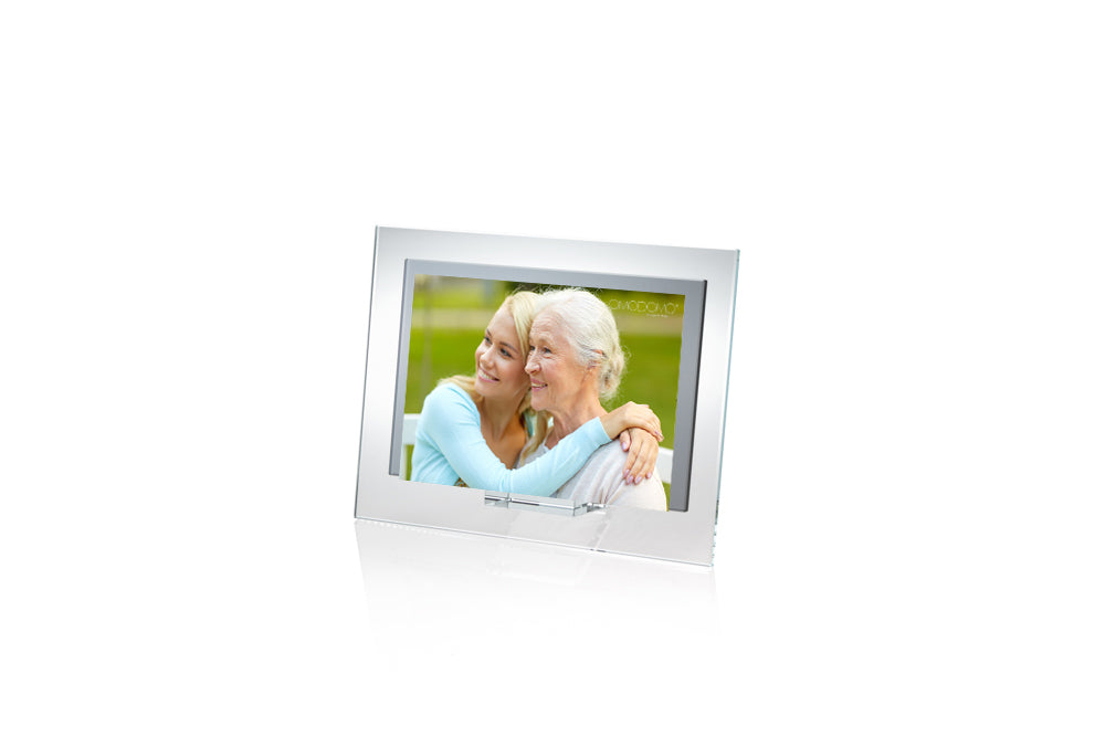 Frame – Portafoto in cristallo extrachiaro e cristallo specchiato grigio