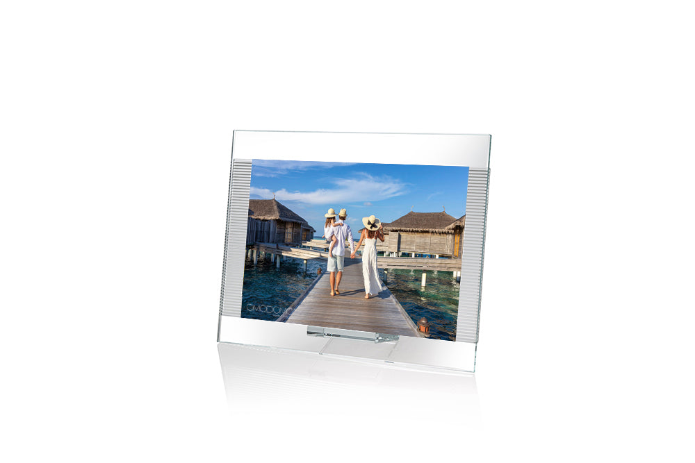 Ornament – Portafoto in cristallo extrachiaro con decoro in rilievo Made in Italy