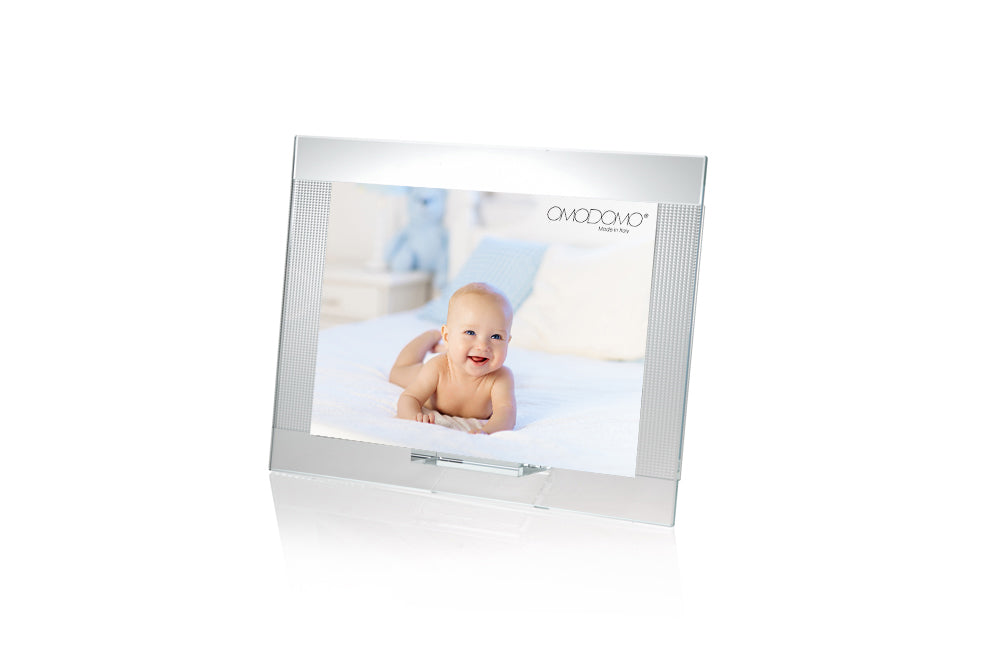 Diamantino – Portafoto in cristallo extrachiaro con decoro in rilievo Made in Italy