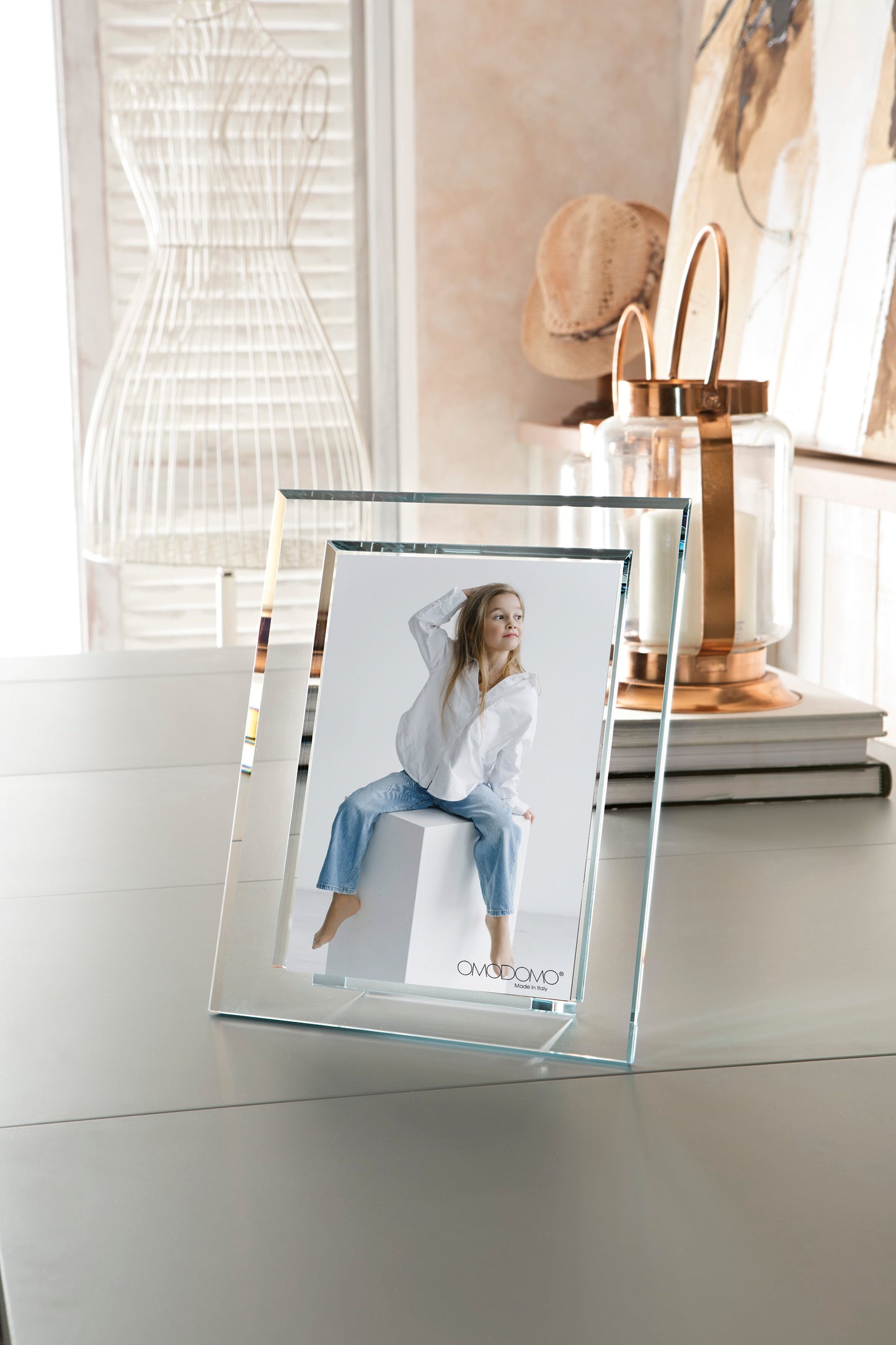 Alba – Portafoto in cristallo extrachiaro sovrapposto Made in Italy