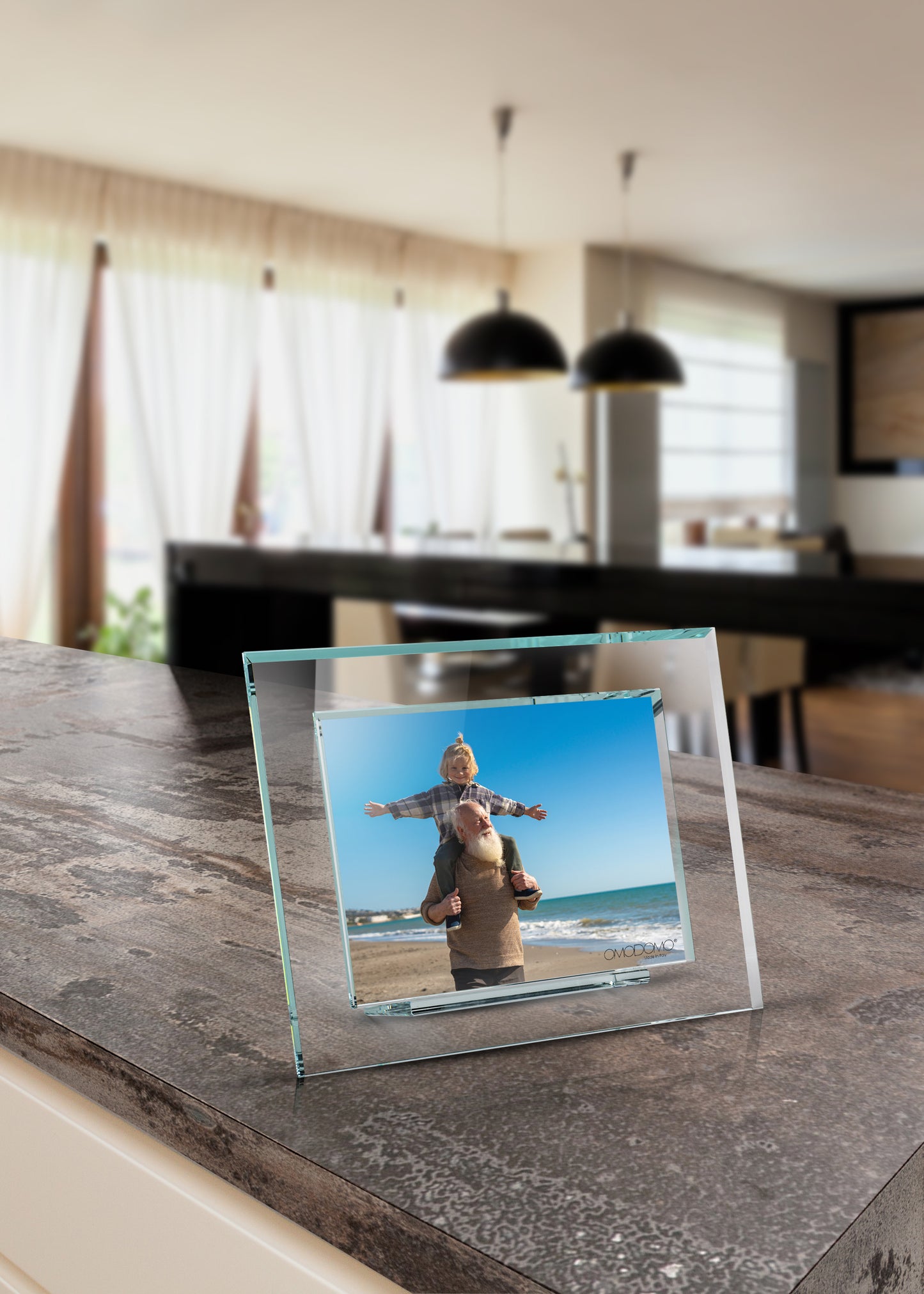 Alba – Portafoto in cristallo extrachiaro sovrapposto Made in Italy