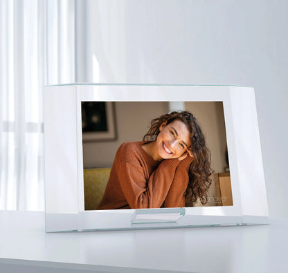 Aki — Portafoto in cristallo extrachiaro 15 mm | Linea essenziale Made in Italy | Omodomo