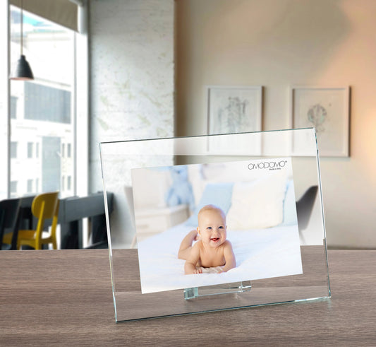 Blisé — Portafoto in cristallo extrachiaro 12 mm | Linea morbida Made in Italy | Omodomo