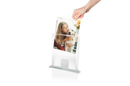 Trilux – Portafoto in cristallo extrachiaro 8 mm bordi molati e inclinati 45° Made in Italy