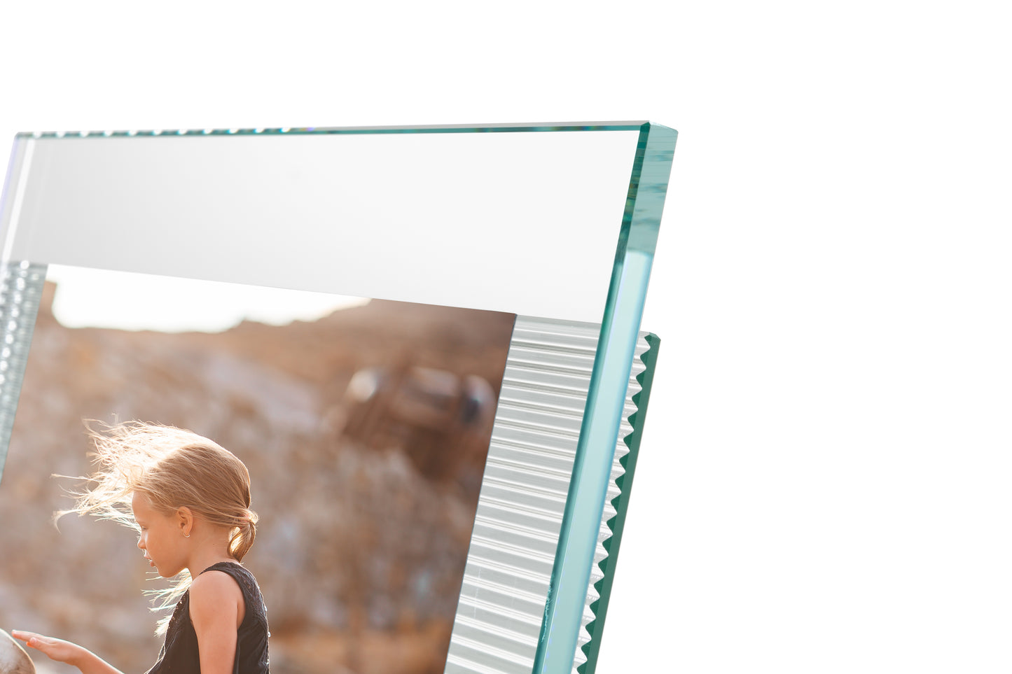 Ornament – Portafoto in cristallo extrachiaro con decoro in rilievo Made in Italy