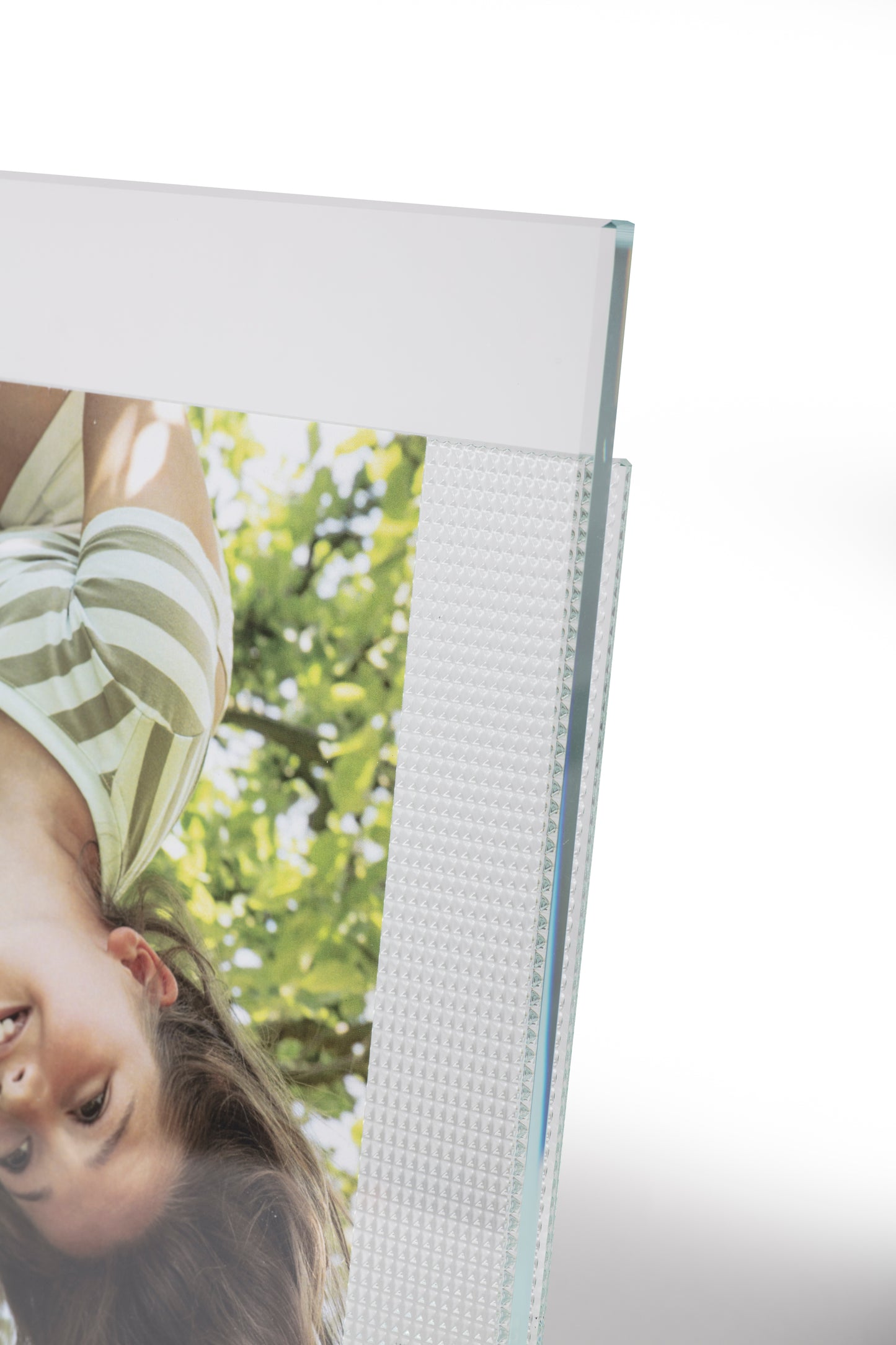 Diamantino – Portafoto in cristallo extrachiaro con decoro in rilievo Made in Italy