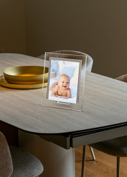 Frame – Portafoto in cristallo extrachiaro e cristallo specchiato grigio