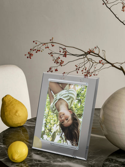 Grey – Portafoto in cristallo specchiato grigio Made in Italy