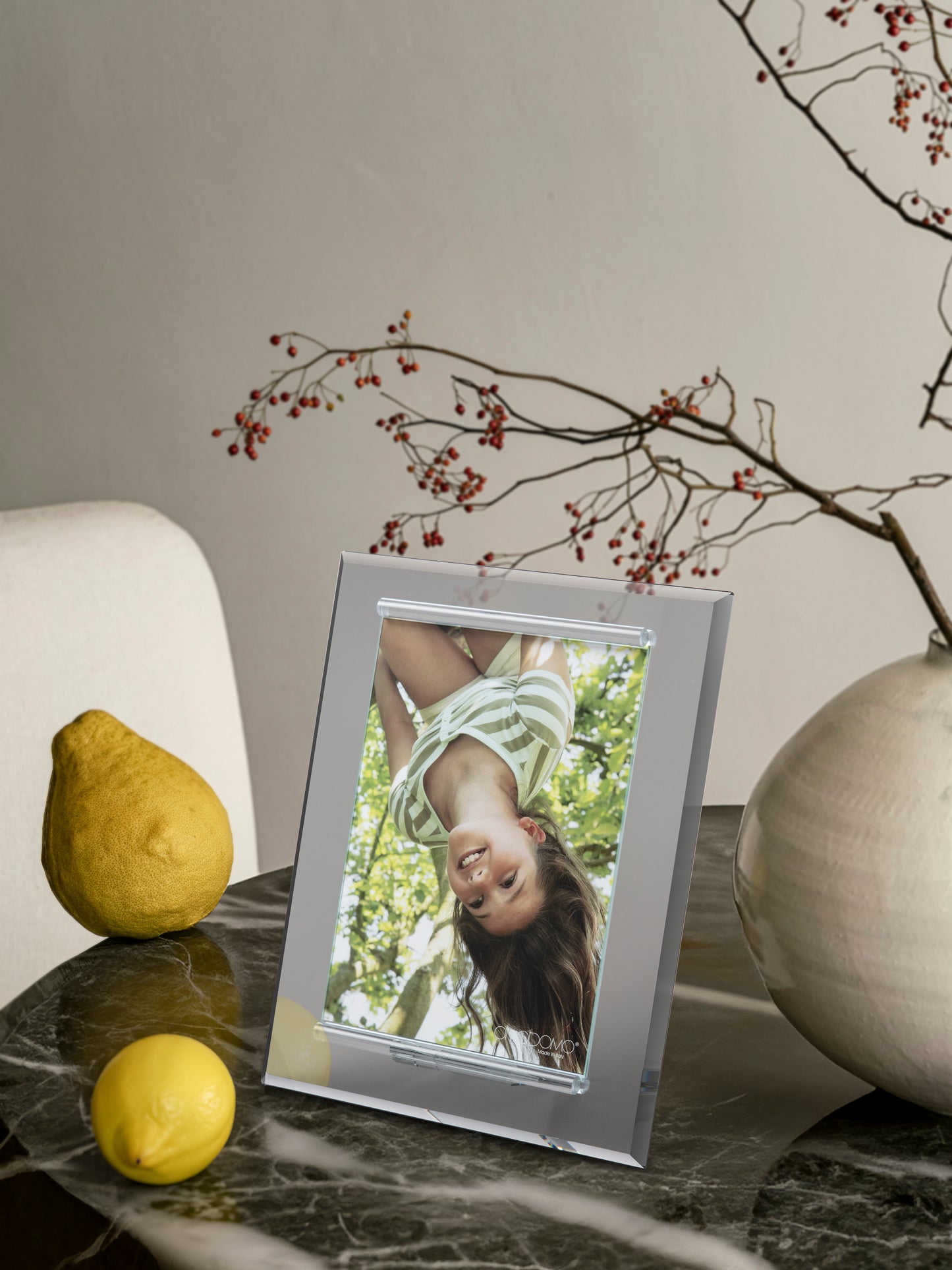 Grey – Portafoto in cristallo specchiato grigio Made in Italy