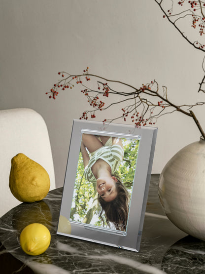 Grey – Portafoto in cristallo specchiato grigio Made in Italy