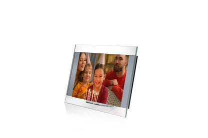 Stripe–Portafoto in cristallo extrachiaro 8 mm e cristallo specchiato grigio 8 mm Made in Italy