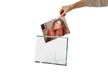 Quattro–Portafoto in cristallo extrachiaro 12 mm bordi molati 45° Made in Italy