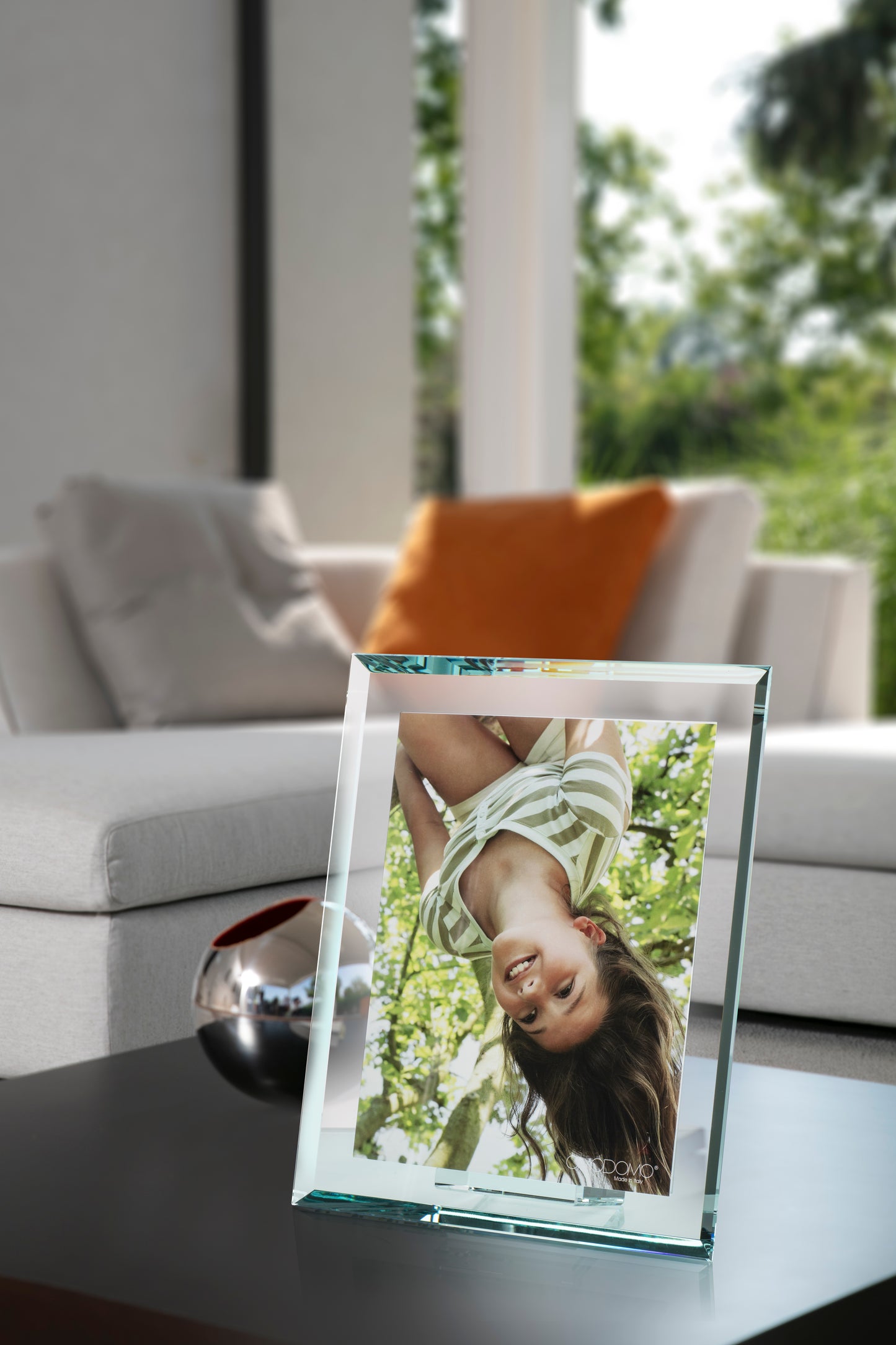 Quattro–Portafoto in cristallo extrachiaro 12 mm bordi molati 45° Made in Italy