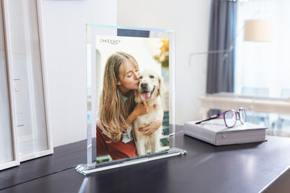 Trilux – Portafoto in cristallo extrachiaro 8 mm bordi molati e inclinati 45° Made in Italy